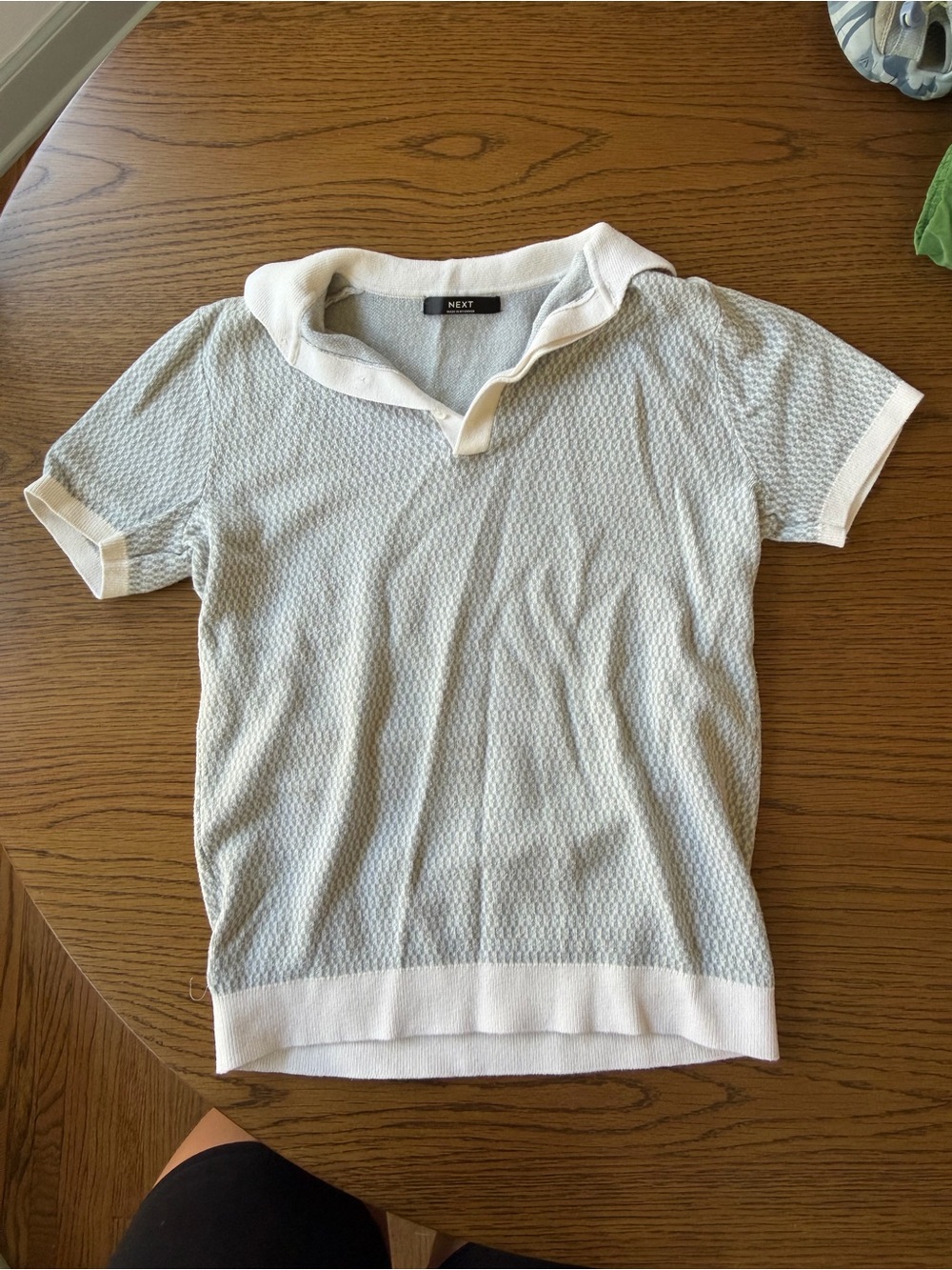 next Light Gray Polo with White Trim